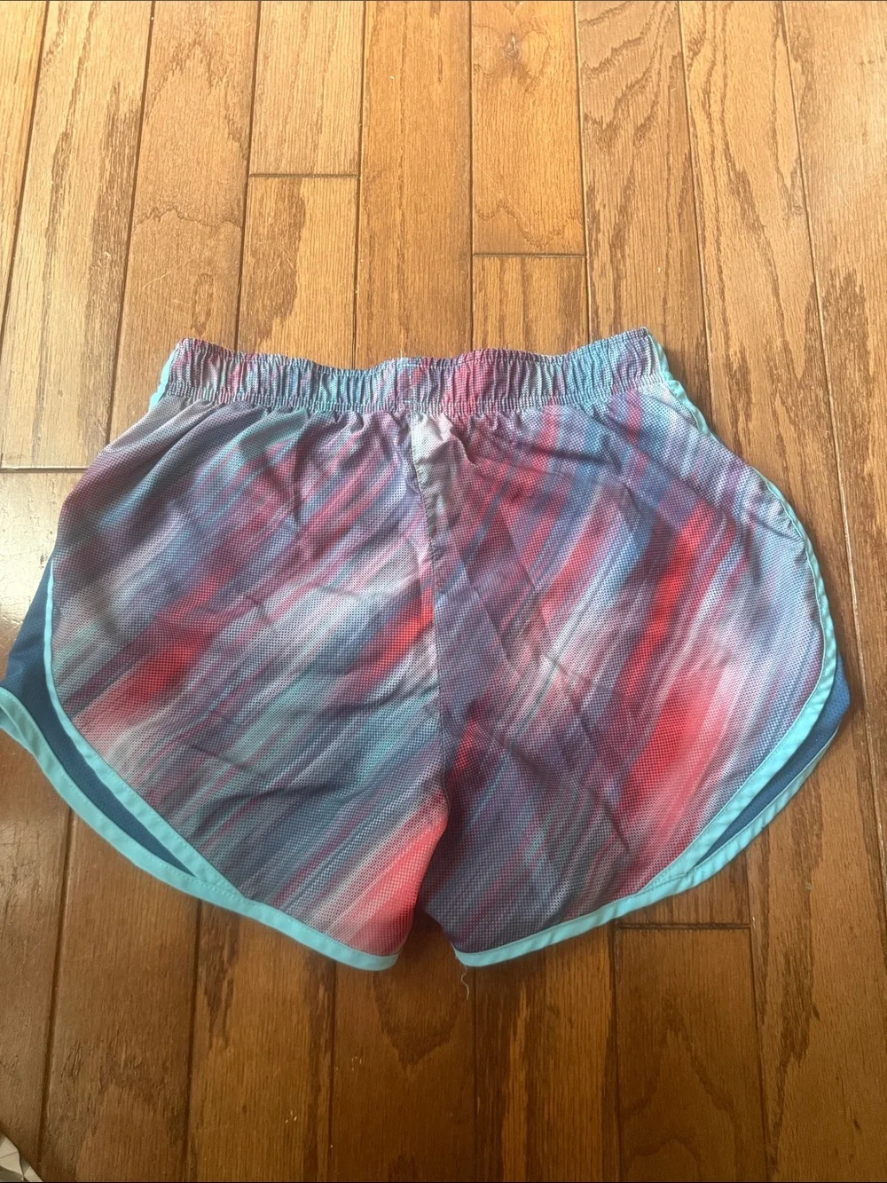 Nike Women's Multicolor Athletic Running Shorts with Light Blue Trim